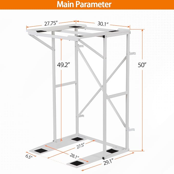Universal Washer Dryer Stacking Rack Stand Heavy-Duty Carbon Steel, Premium - Image 3