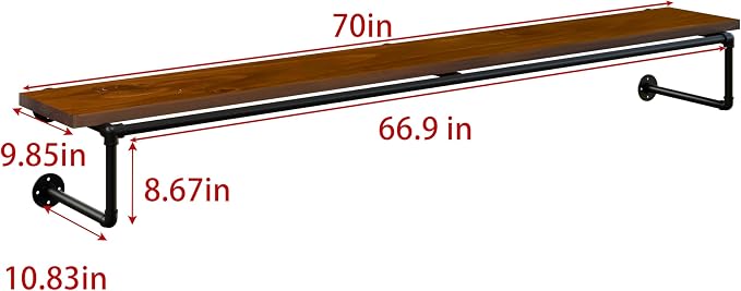 Clothes Rack 70in, Wall Mounted Garment Racks - Image 8