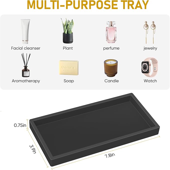 Silicone Bathroom Tray, Shatterproof Small Black Bathroom Tray, High-Grade - Image 8