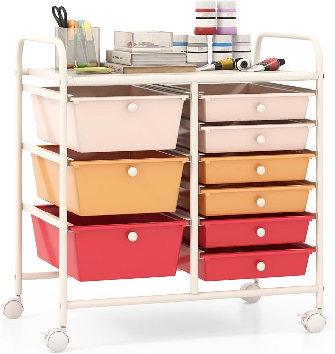 Giantex 9 Drawers Rolling Cart, Classroom Organizers, Storage Cart by Giantex