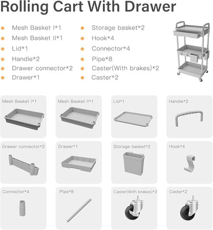 3 Tier Rolling Utility Cart - Image 4