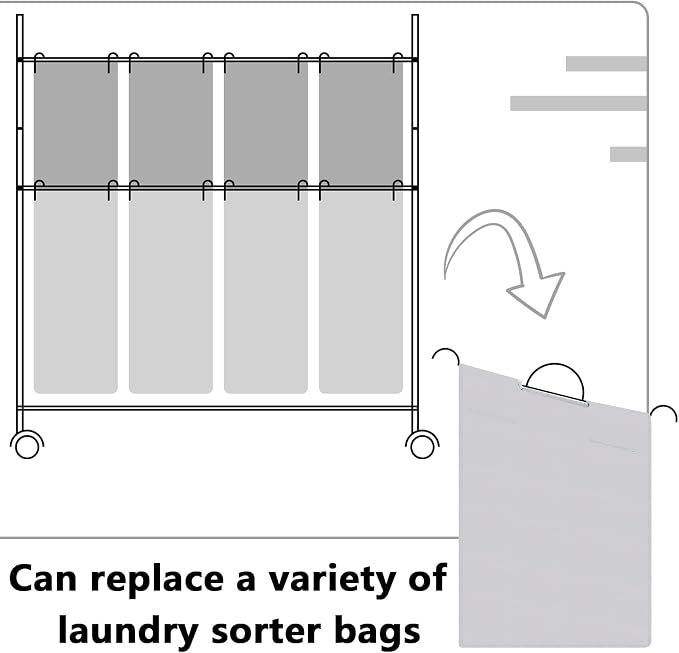 Windyun 3 Pcs Hypotenuse Laundry Sorter Replacement Bags Hamper Cart Removable - Image 4