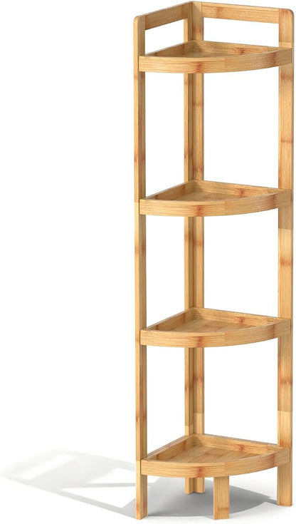 2026 New Bamboo Standing Shelf, 4 Tier Corner Shelf Stand, Free-Standing Shelf by Unknown