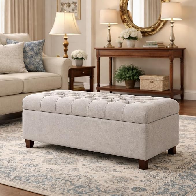 Homepop Home Decor | Tufted Ainsley Button Storage Ottoman Bench - Image 2
