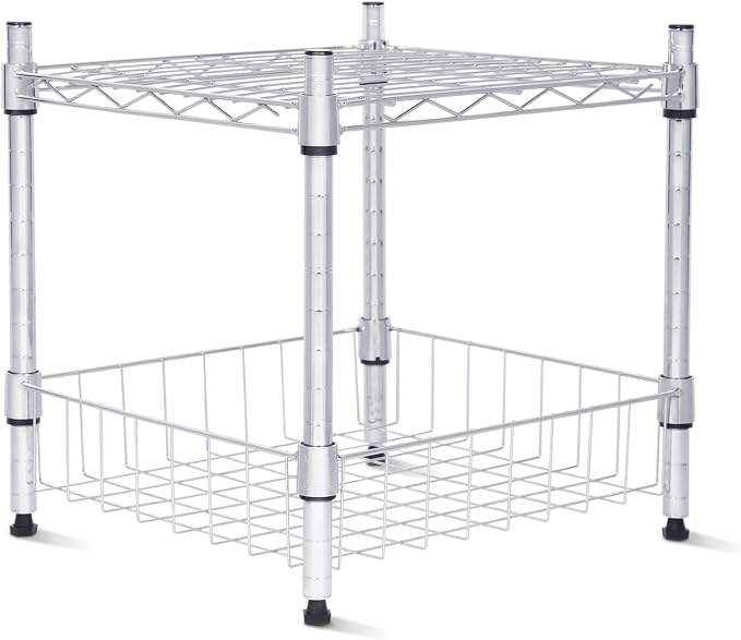 Whitmor 2 Tier Metal Storage Shelves, Heavy Duty Shelf by Whitmor