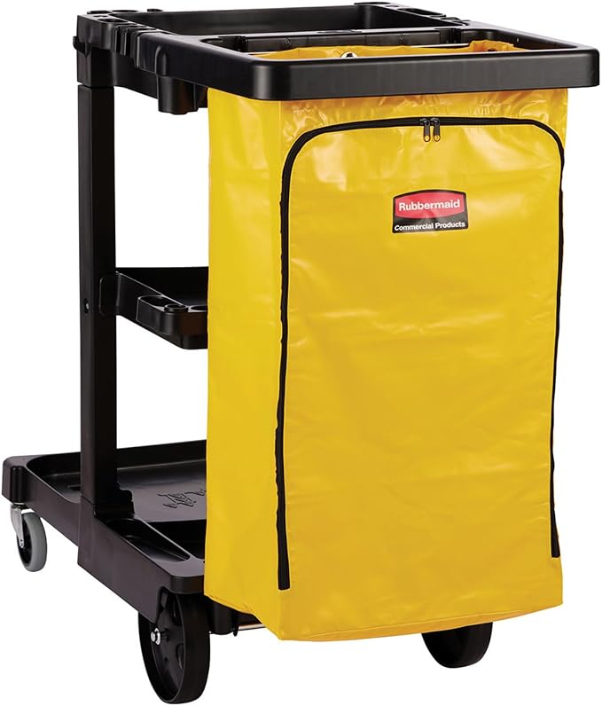 Rubbermaid Commercial Traditional Janitorial 3-Shelf Cleaning Cart, Wheeled - Image 4