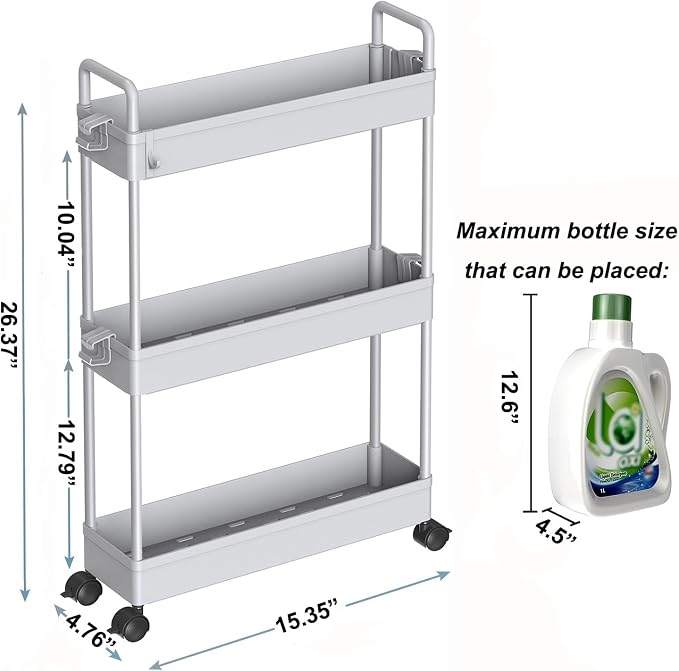SOLEJAZZ Slim Rolling Storage Cart - Image 2