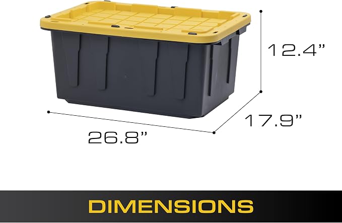 BLACK & YELLOW, 17-Gallon Heavy Duty Tough Storage Container & Snap-Tight Lid - Image 3