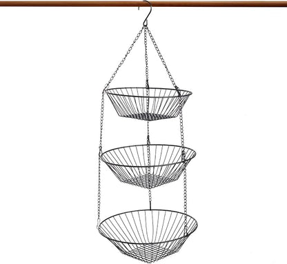 JUNCHU CHERRY 3-Tier Wire Fruit Hanging Basket 2 Packs, non-Punching Wall - Image 9