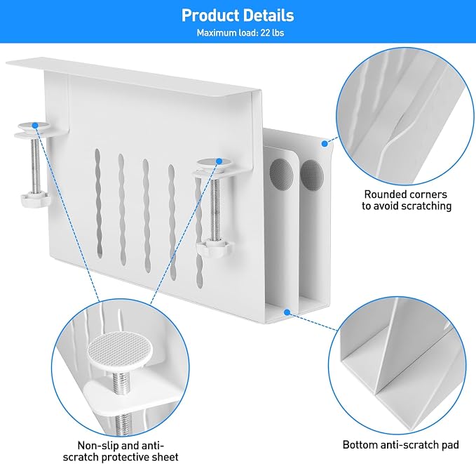 MAXECHO Desk Side Storage, Under Desk Laptop Mount, Table Side Hanging File - Image 4