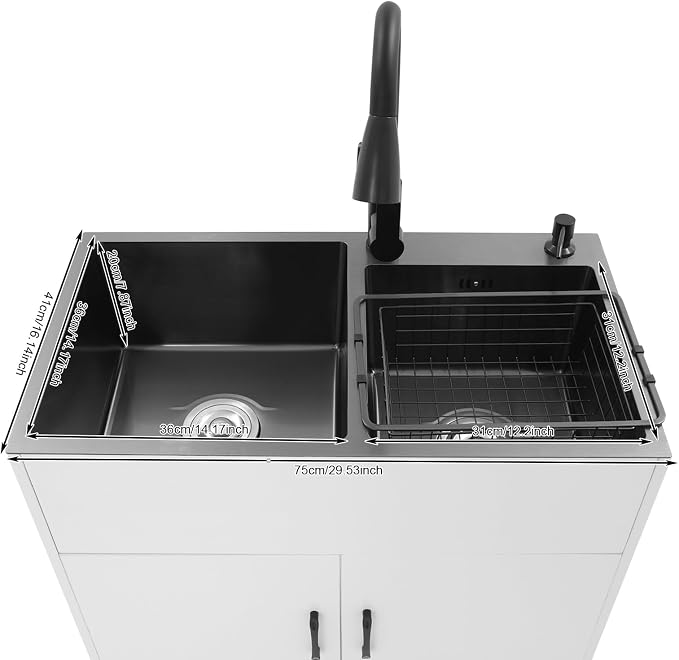 Laundry Sink Cabinet with Stainless Steel Sink and Pull-Out Faucet, Large - Image 4