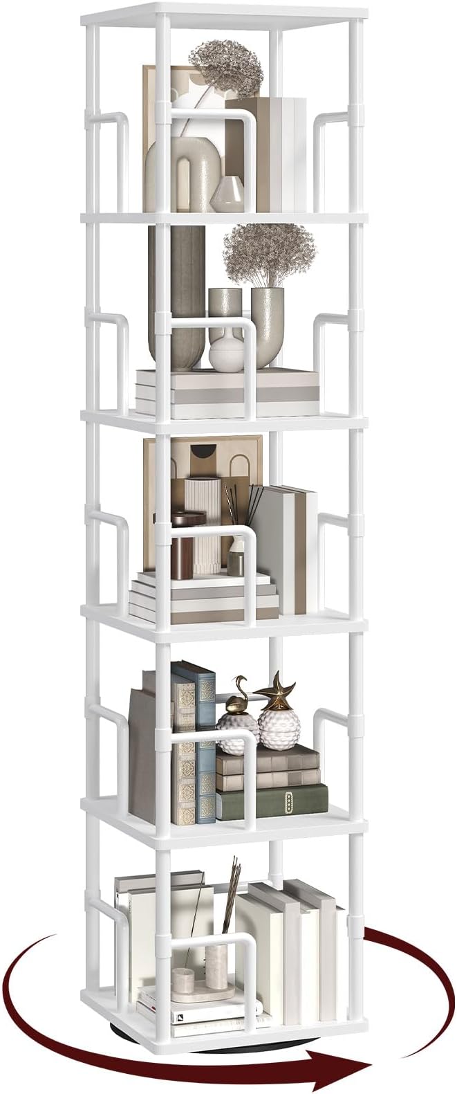 MAHANCRIS 5-Tier Rotating Bookshelf, Freestanding Corner Bookshelf, 360° by MAHANCRIS