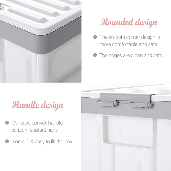 Collapsible Storage Bins with Lids 30L, Folding Plastic Stackable Utility - Image 4
