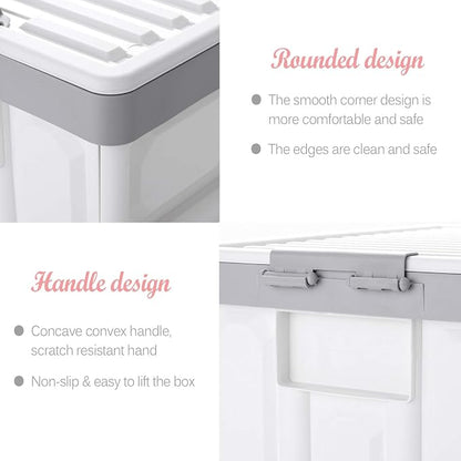 Collapsible Storage Bins with Lids 30L, Folding Plastic Stackable Utility - Image 4