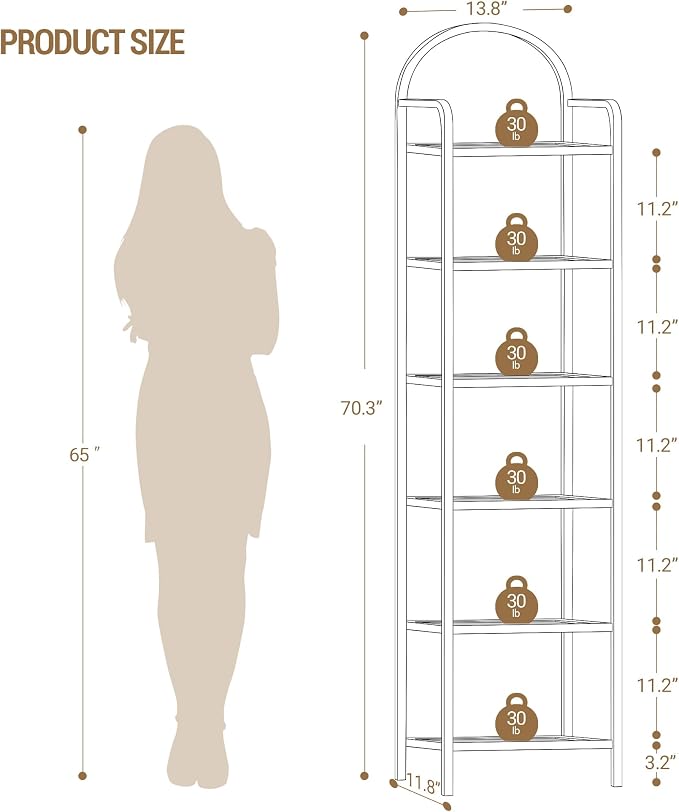 Hzuaneri Bookcase Bookshelf, Tempered Glass Bookshelves | Slim Shelving Unit - Image 2