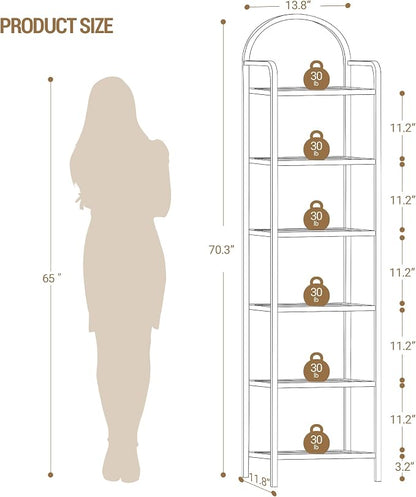 Hzuaneri Bookcase Bookshelf, Tempered Glass Bookshelves | Slim Shelving Unit - Image 2