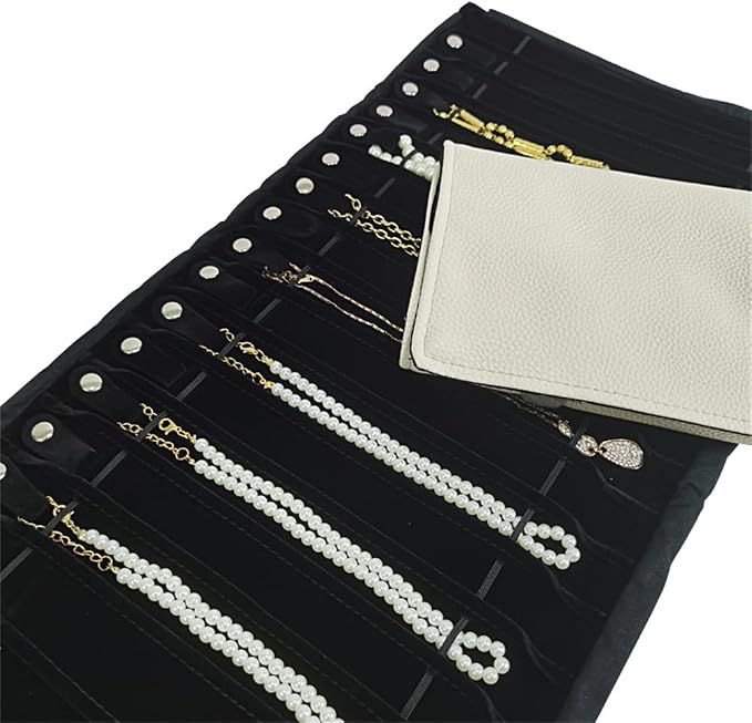 Portable Jewelry Roll Untangled Secure Necklace Travel Storage Bag Displays - Image 4