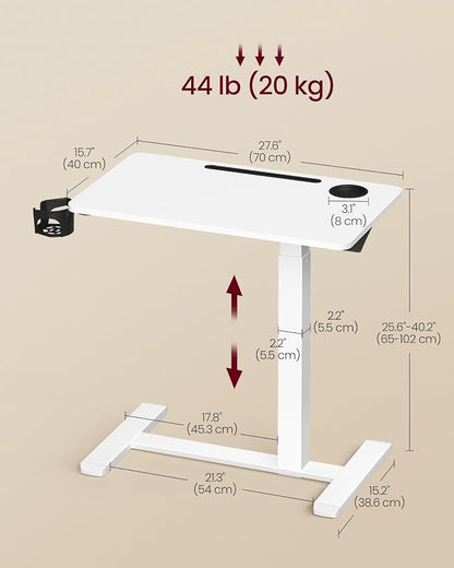 VASAGLE Overbed Table with Wheels, Mobile Standing Computer Desk, 27.6 x 15.7 - Image 2