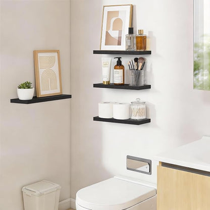 BAYKA Floating Shelves for Wall, 15.7in Wall Mounted Rustic Wood Shelves for - Image 5