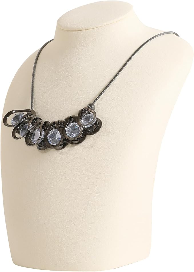 GemeShou Beige necklace hanger jewelry organizer, Velvet jewelry stand necklace by GemeShou