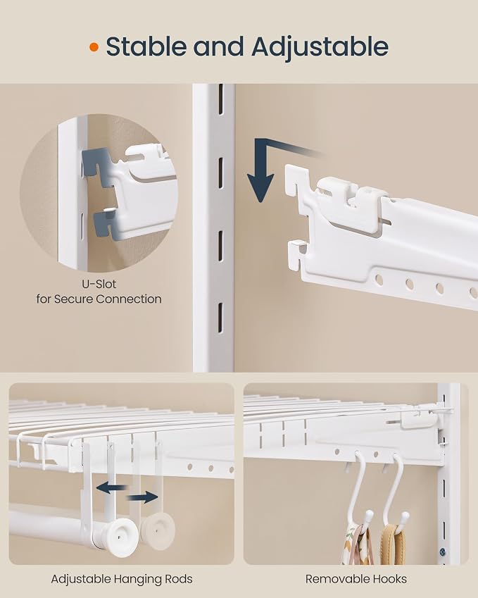 SONGMICS HOME Closet System, Closet Insert Organizer, 2-4 ft, Adjustable Metal - Image 5