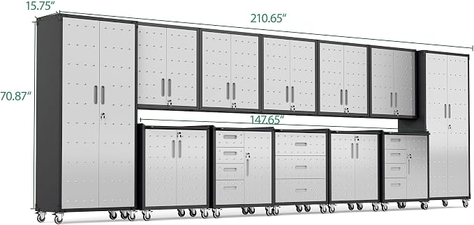 12-Piece Heavy Duty Steel Garage Cabinet System | All-in-One Modular Garage - Image 2