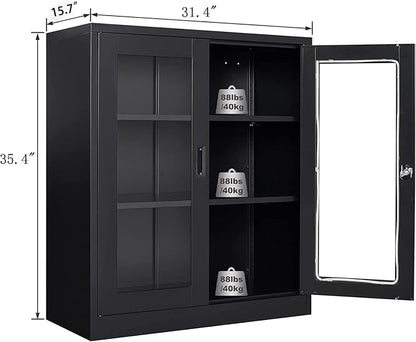 SISESOL Black Metal Storage Cabinet - Image 3