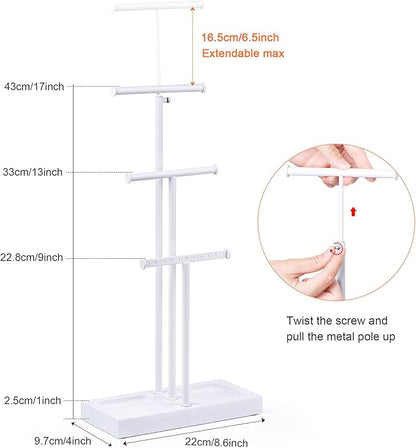 Love-KANKEI Jewelry Tree Stand White Metal and Wood Base Large Storage Jewelry - Image 4
