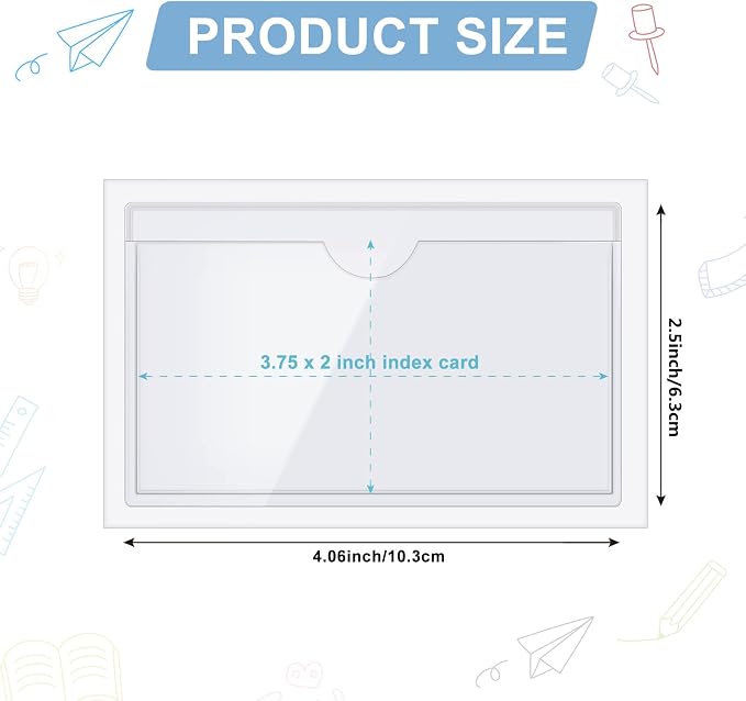 Chinco 50 Pack 2" x 3.75" Clear Adhesive Pockets, Index Card Pockets - Image 2
