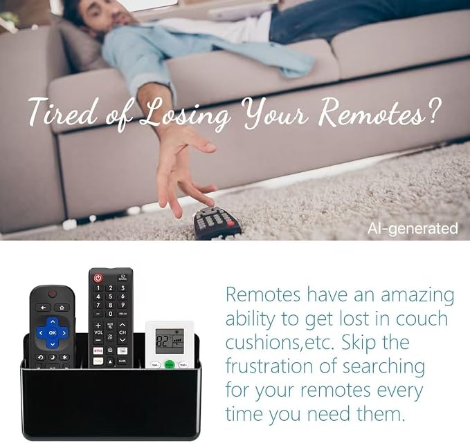 3 Slot Adjustable Remote Control Holder Wall Mount, TV Remote Box Hollow Bottom - Image 3