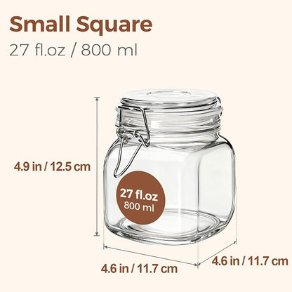 ComSaf 6-Pack 27oz Square Glass Pantry Canisters, Aesthetic Food Storage Jars - Image 2