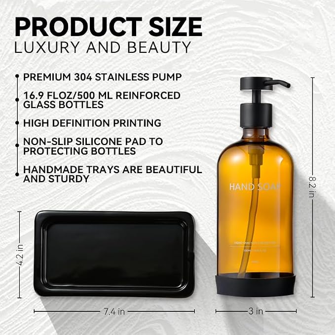 Glass Kitchen Soap Dispenser Set - Image 2