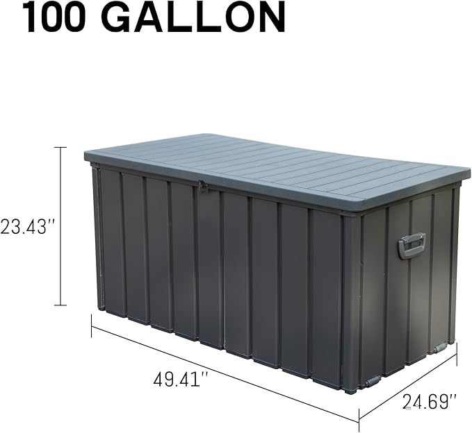 KUIKUI 100 Gallon Deck Box Waterproof, 100 Gallon Outdoor Storage Box, Metal - Image 4