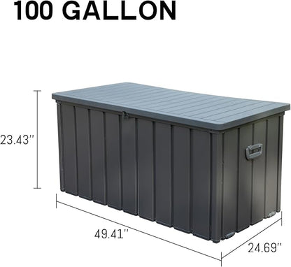 KUIKUI 100 Gallon Deck Box Waterproof, 100 Gallon Outdoor Storage Box, Metal - Image 4