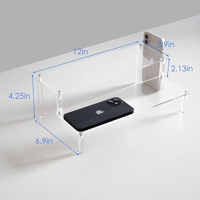 BYCY Acrylic Clear 2-Tier Riser Display Shelf - Image 2