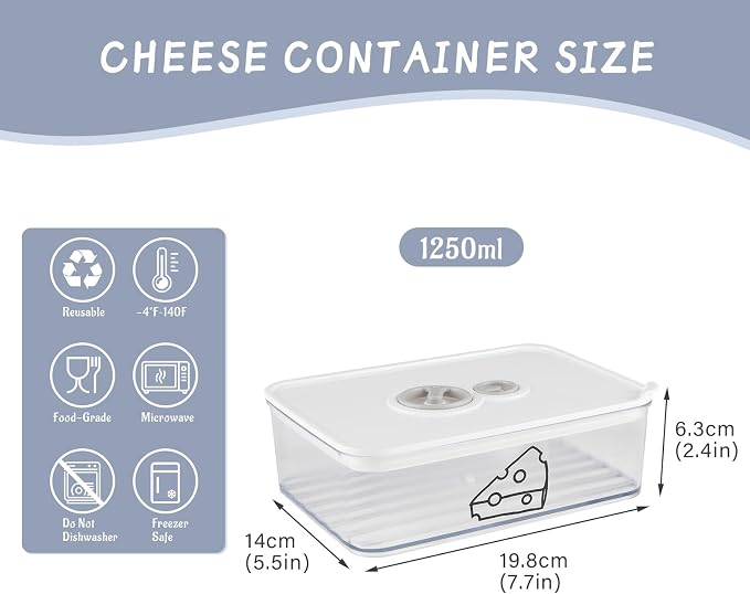 Cheese Container for Refrigerator, Cream Cheeses Storage Box, Cheese Keeper - Image 7
