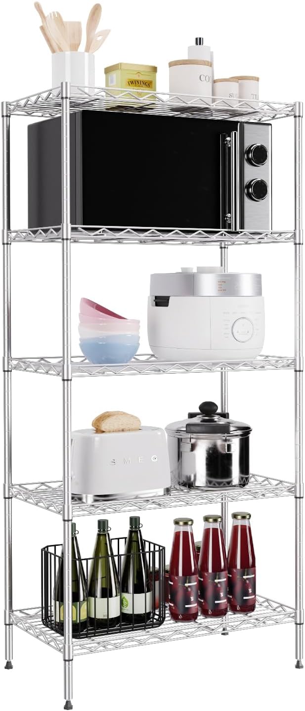 PayLessHere Shelf Metal Shelf Wire Shelving NSF Certified 5 Tier Adjustable by BestOffice