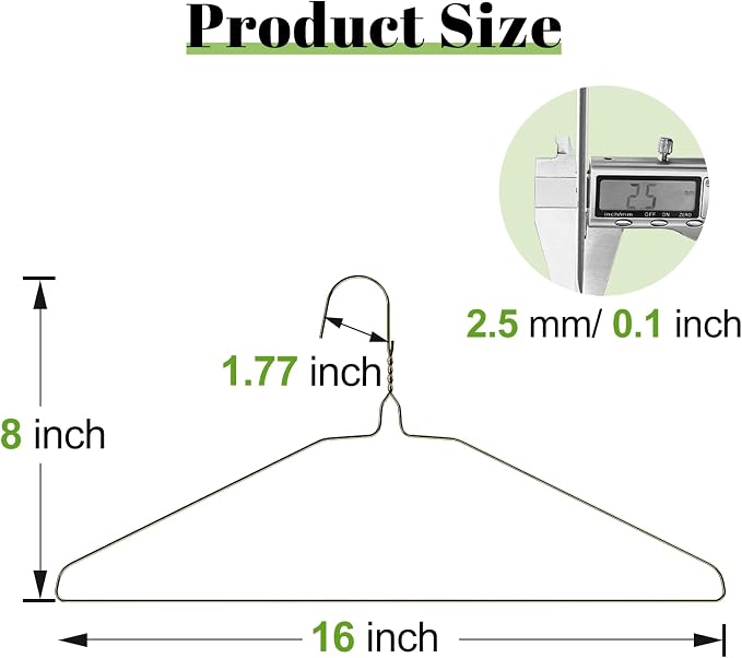 Wire Metal Clothes Hangers Bulk 100 Pack, 16 Inch 12 Gauge Standard Size - Image 2