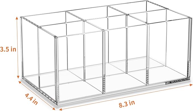 HIIMIEI Clear Makeup Brush Holder Organizer Acrylic 6-Slots Cosmetic Brushes - Image 2