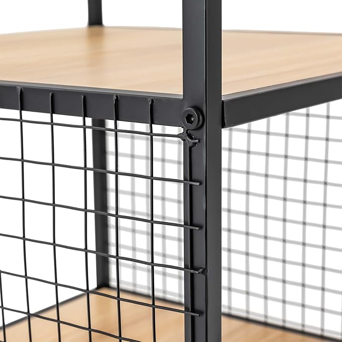 3-Tier Shelving Unit, Metal Small Bookshelf, Rustic Wood Storage Shelf - Image 8