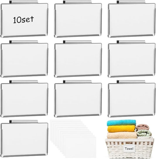 10 Pack Metal Basket Bin Labels Clips, 3.54" x 2.36" Stainless Steel Label by Unknown