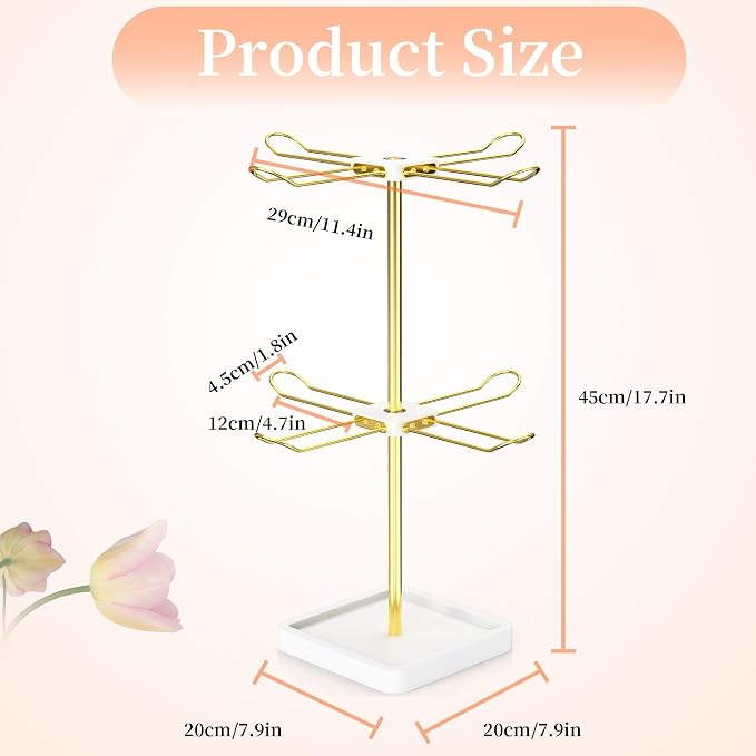 Rotatable Headband Organizer, 2 Tier Head Tie Holder, Hair Hoop Display Stand - Image 7