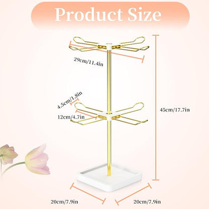 Rotatable Headband Organizer, 2 Tier Head Tie Holder, Hair Hoop Display Stand - Image 7