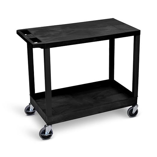 Luxor EC21-B, 2 Shelf Utility Cart, Tub and Flat Shelf Cart, 200 lb Capacity - Image 4