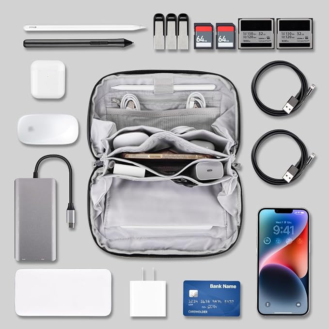 Electronics Cord Organizer Travel Case, Charger Pouch, Tech Accessories - Image 3