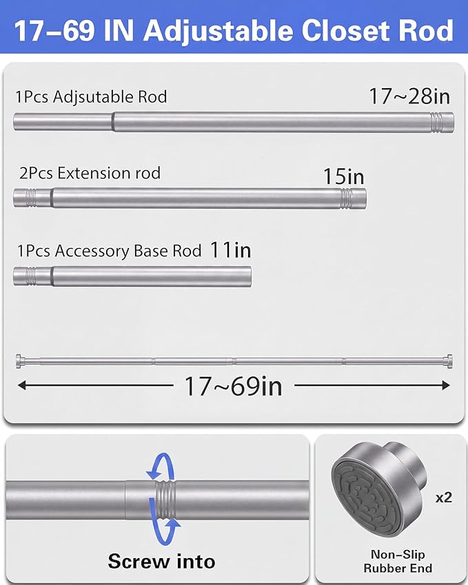Closet Rod, No Drill Tension Closet Rod - Image 8