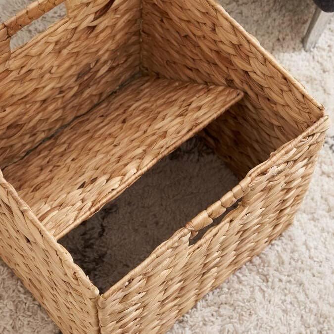 M4DECOR 10.5 x 10.5 Storage Cubes – Water Hyacinth Wicker Baskets - Image 4