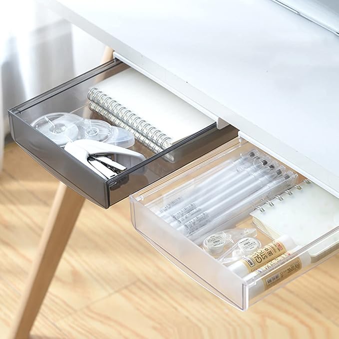 OSPNIEEK Self-adhesive Under Desk Drawer Organizer, 2 Pack Table Hidden Slide - Image 8