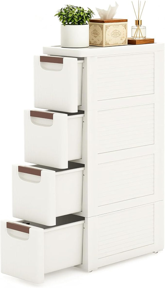 4 Drawers Narrow Bathroom Storage Cabinet, Slim Storage Cabinet, Plastic Slim by KUPABABI
