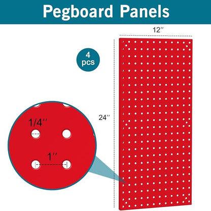 Peg Board, Pegboard Rack Garage Storage Steel Horizontal Peg Board Pack - Image 3